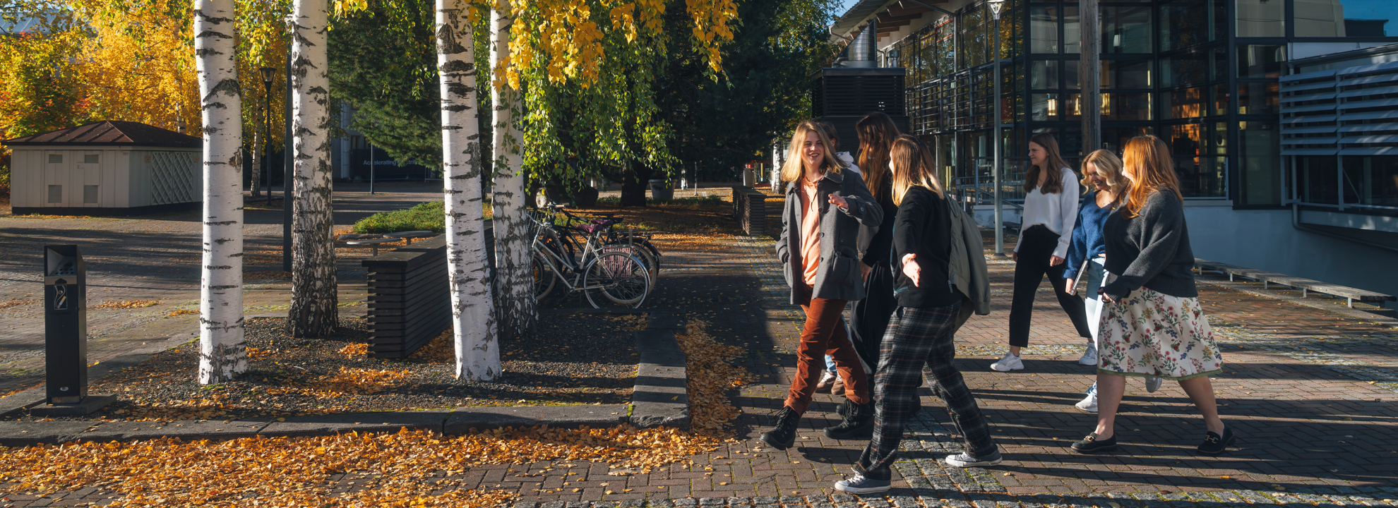En grupp studenter på Campusområdet