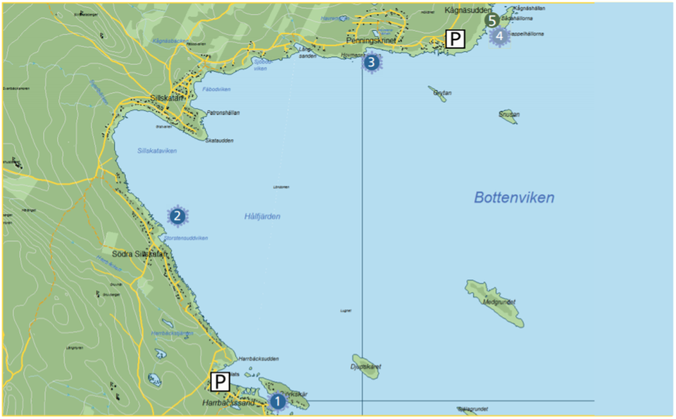 Bild på karta över fiskeområde Harrbäckssand