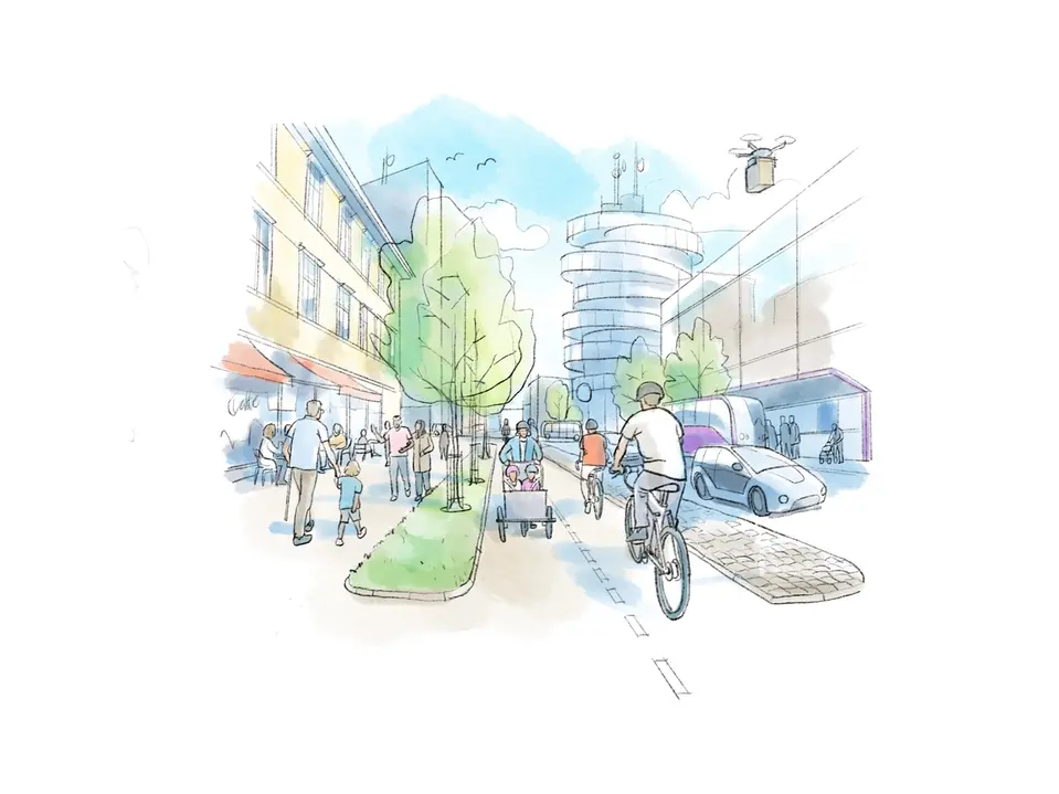 illustration cykel stad vision