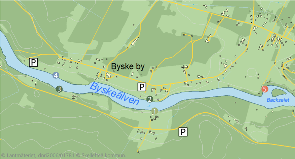 Bilden visar karta över Byskeby fiskeområde