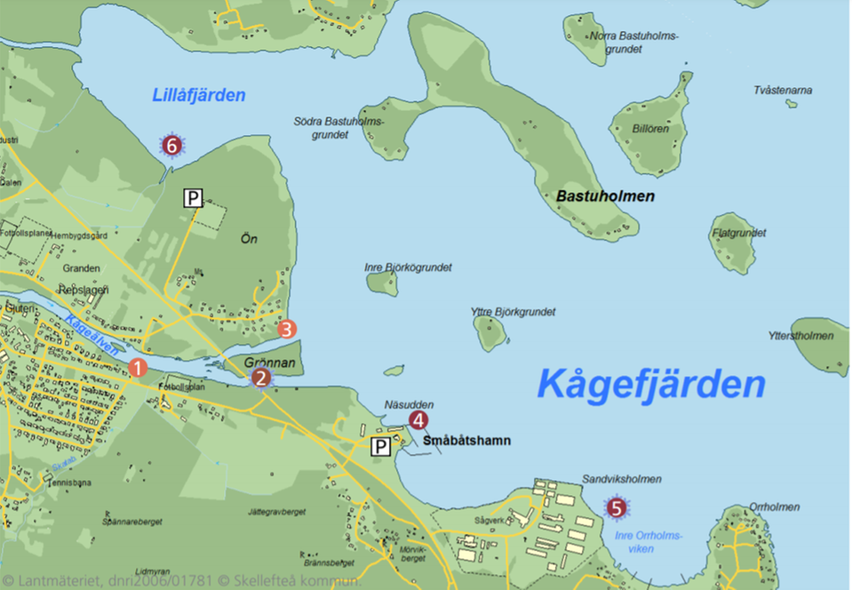 Bild visar karta på fiskeområde över inre kågefjärden